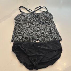 Merona Women's Black and White Swim Set